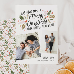Oude kerstfoto met scheve snapshot 2 feestdagenkaart