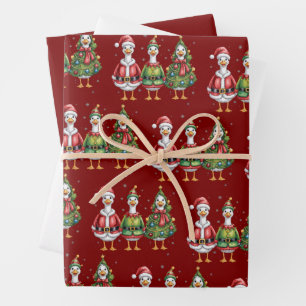 Oude Kerstgans Kerstman Eend Dwaas Gans Inpakpapier Vel