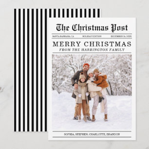 Oude kerstkaart in krantenstijl