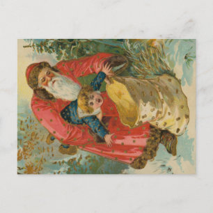 Oude kerstkaart, kerstman, stout kind briefkaart