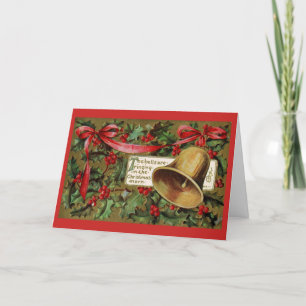 Oude kerstkaart met bel kaart