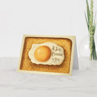 Oude kerstkaart met ei op toast feestdagen kaart