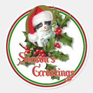 Oude kerstkerstfeestjes en groeten van het seizoen ronde sticker