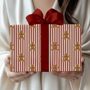 Oude Kerstkrans Rode Streep Cadeaupapier