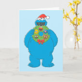 Oude kerstkrans van Cookie Monster Kaart (Gele Bloem)