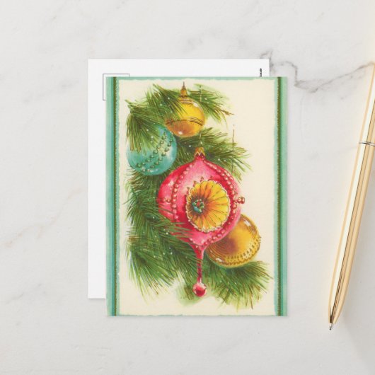 oude kerstlampen feestdagenkaart (Voorkant / Achterkant in situ)