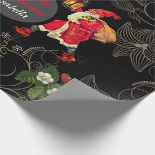 Oude Kerstman Bloemen Cadeaupapier