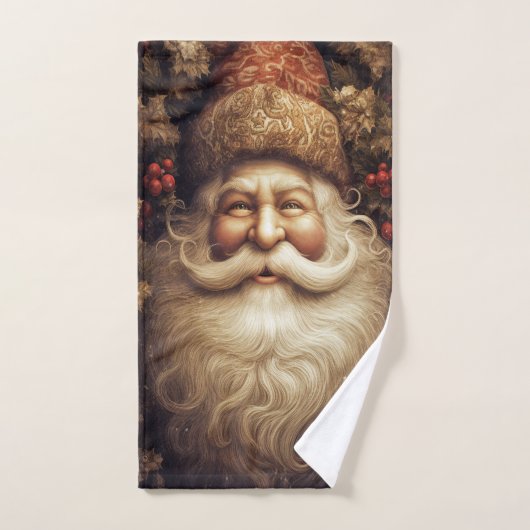 Oude Kerstman Brokaat Hoed Rode Bessen Bad Handdoek (Handdoek)