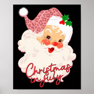Oude Kerstman Christmas In July Roze Zomer Poster