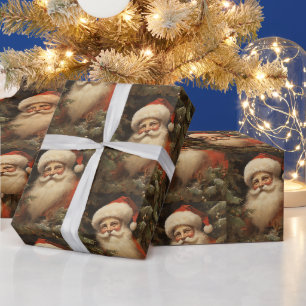 Oude Kerstman en sparentakken Cadeaupapier