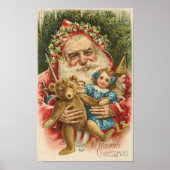 Oude kerstman en speelgoed poster (Voorkant)