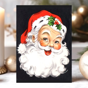 Oude Kerstman Gezicht Kerstmis Feestdagenkaart