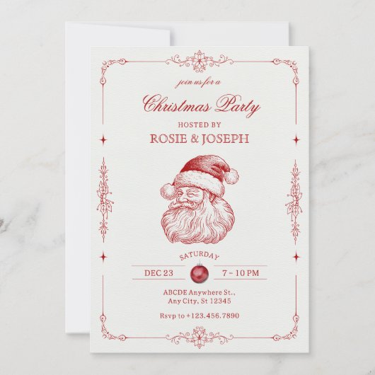 Oude kerstman kerstfeest uitnodiging (Voorkant)