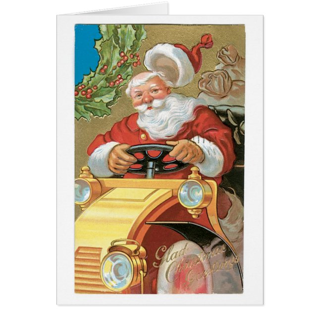 Oude kerstman, kerstman, vintage-wagen (Voorkant)