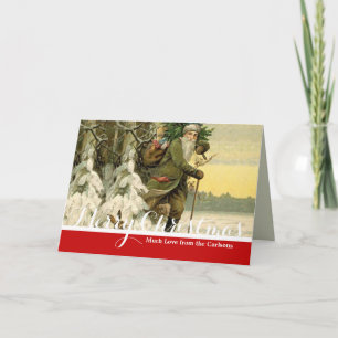 Oude Kerstman Kerstmis Victoriaans Vakantie Boom  Bedankkaart