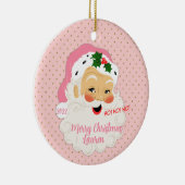  Oude Kerstman met fashioned - Roze goudwangstippe Keramisch Ornament (Rechts)