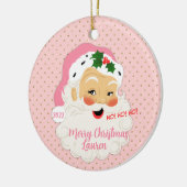  Oude Kerstman met fashioned - Roze goudwangstippe Keramisch Ornament (Links)