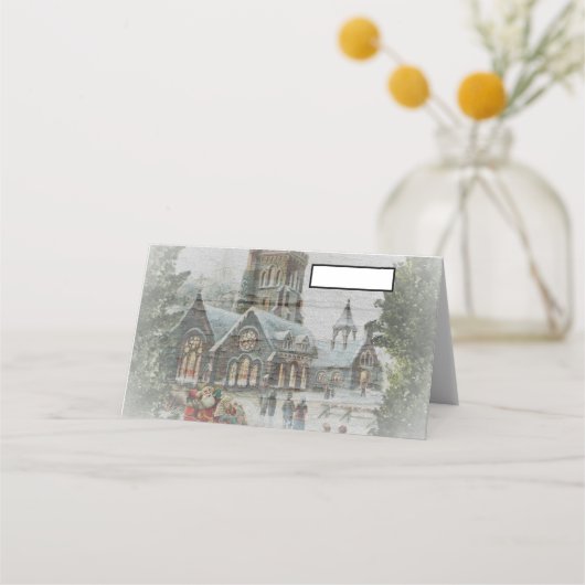 Oude kerstman met kinderen voor een kerk (Voorkant)