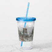 Oude kerstman met kinderen voor een kerk acryl drinkbeker (Achterkant)