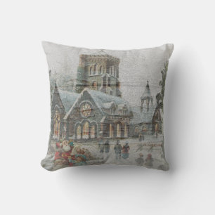 Oude Kerstman met kinderen voor een kerk Kussen