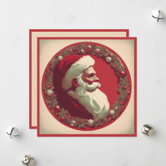 Oude Kerstman met krans Feestdagenkaart