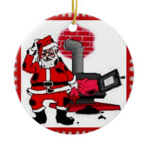 Oude Kerstman & ornament voor een kolenkachel bran