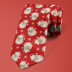 Oude Kerstman Rode Kerstsneeuwvlok Stropdas