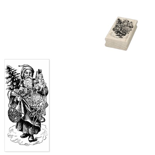  oude kerstman rubberen stempel (Gestempeld)