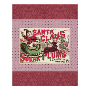 Oude Kerstman Suikerpruimen Reclame Oude Snoeprecl Perfect Poster