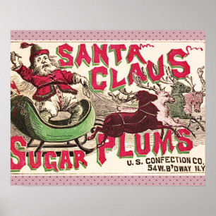 Oude Kerstman Suikerpruimen Reclame Oude Snoeprecl Poster
