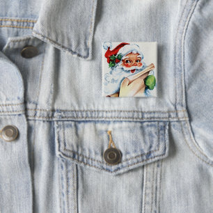 Oude Kerstman Vader Kerstman Speld Knoop Vierkante Button 5,1 Cm