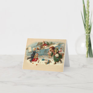 Oude Kerstman-vliegtuigspeelgoed voor Kerstmis Feestdagen Kaart