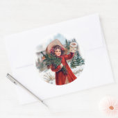 Oude kerstmeid Holiday Ronde Sticker (Envelop)