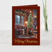 Oude Kerstmijn Hut Hond Vakantie Folie Wenskaart (Voorkant)