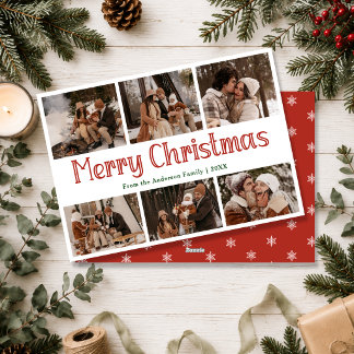Oude Kerstmis 6 Familie Foto Collage Feestdagenkaart