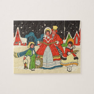 Oude Kerstmis, een Familie die Kerstliederen Zingt Legpuzzel