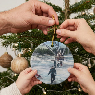 Oude Kerstmis Eerste Sneeuwval Keramisch Ornament