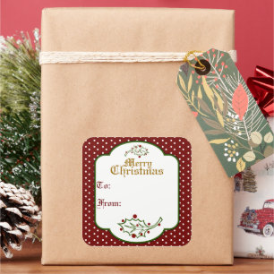 Oude Kerstmis Gift Tag Sticker