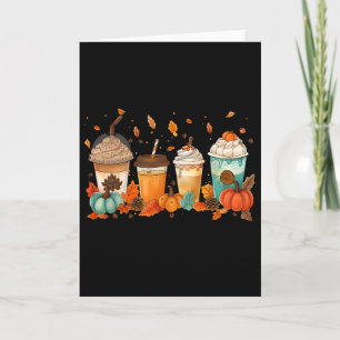 Oude Kerstmis Herfst Pompoen Kruiden Latte Koffie Kaart