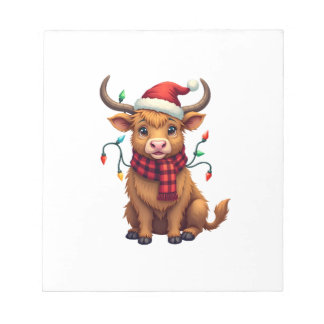 Oude Kerstmis Hoogland Koe Cute Vakantie Vector Notitieblok