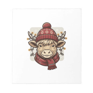 Oude Kerstmis Hoogland Koe Vector T-shirt Ontwerp Notitieblok