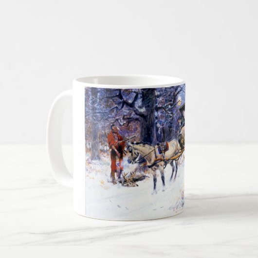 Oude Kerstmis in New England (door Charles Russell Koffiemok (Voorkant links)