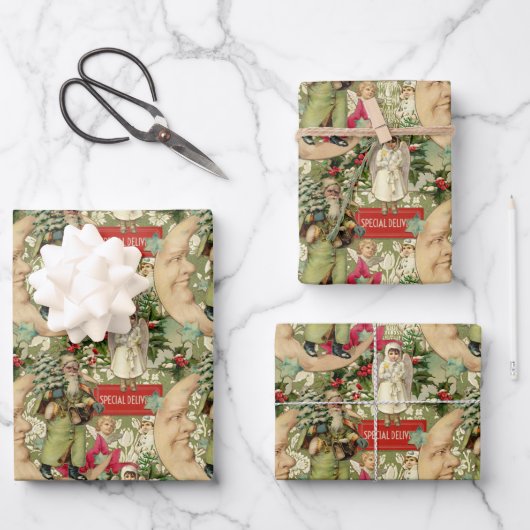 Oude kerstmis  inpakpapier vel (Voorkant)