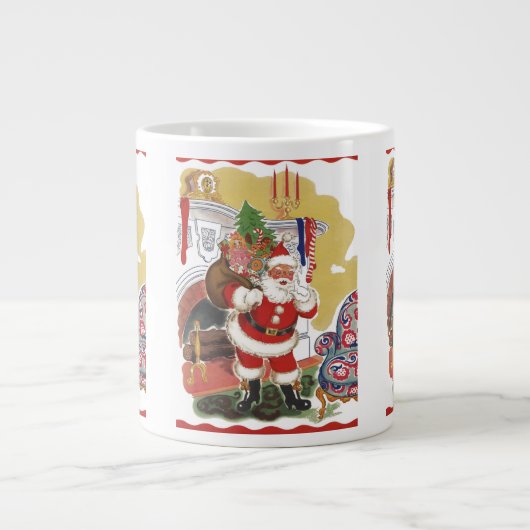 Oude Kerstmis, jolige Kerstman met cadeaus Jumbo Mok (Voorkant)