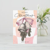Oude Kerstmis Kerstklokken Bogen Kerstmis Feestdagenkaart (Staand voorkant)