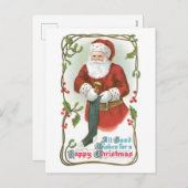 Oude Kerstmis, Kerstman Feestdagenkaart (Voorkant / Achterkant)