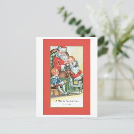 Oude Kerstmis, Kerstman Feestdagenkaart (Staand voorkant)