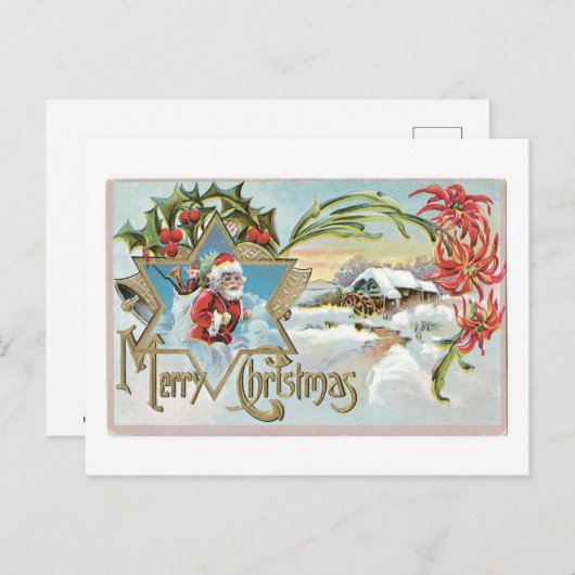 Oude Kerstmis, Kerstman Feestdagenkaart (Voorkant / Achterkant)