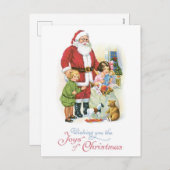 Oude Kerstmis, kerstman met kinderen Feestdagenkaart (Voorkant / Achterkant)
