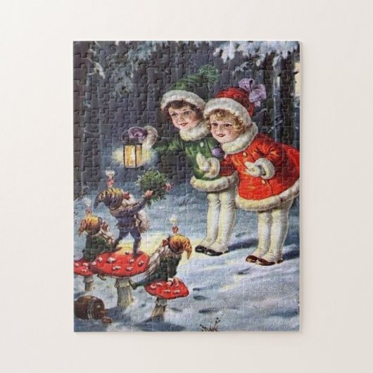 Oude Kerstmis kinder feestdag puzz Legpuzzel (Verticaal)